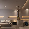 Elegant Modern Hotel Guest Room Interior With King Bed Ambient Lighting And Bathtub