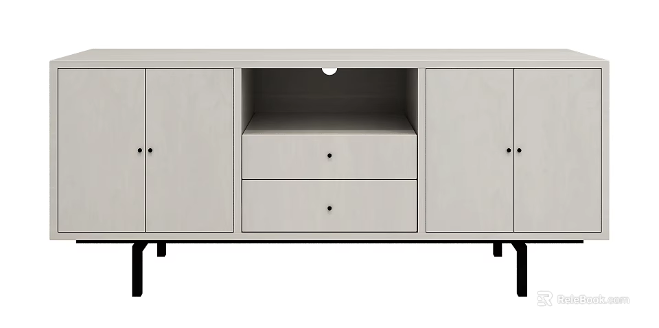 Modern Entryway Cabinet Sideboard with Drawers Open Compartment and Storage Doors 3d model 