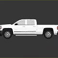 White GMC Crew Cab Pickup Truck With Chrome Grille And Side Steps