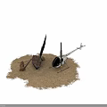 Natural Sandy Ground Scene With Small Sailboat And White Helicopter
