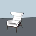 Elegant Modern White Leather Lounge Chair With Comfortable Backrest And Wooden Legs