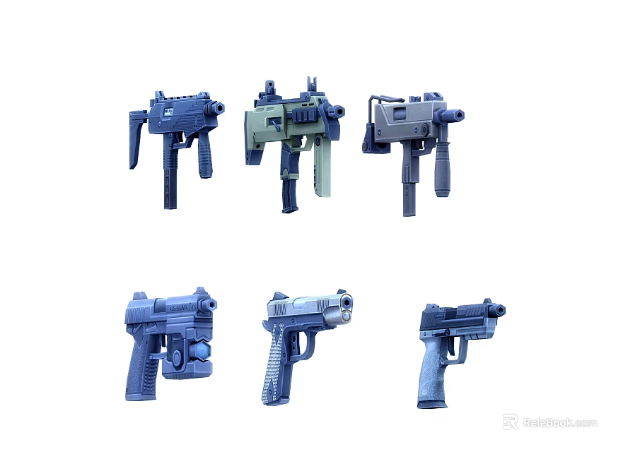 Various Modern Tactical Weapons With Different Designs And Color Options 3d model 