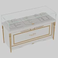 Elegant Jewelry Store Display Case With Glass Top Gold Accents And Carved Details