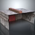 Industrial Style Concrete Platform With Grey Top Red Brick And Goal Graffiti On Lower Side