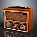 Vintage Electronic Radio With Wooden Case Brass Accents And Control Knobs