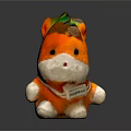 Cute Orange Plush Toy With Green Leaf On Head And White Limbs