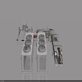 Smart Machine With Multiple Circular Units White Body And Mechanical Arm Structure 3d model