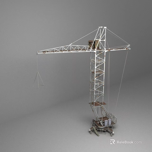 Tall Tower Crane Construction Equipment Featuring Metal Structure And Hoisting Arm 3d model