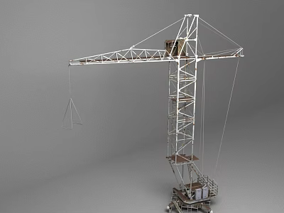Tall Tower Crane Construction Equipment Featuring Metal Structure And Hoisting Arm 3d model