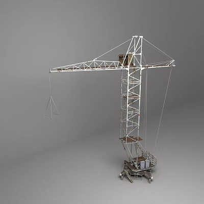 Tower crane abandoned rusty iron frame site 3d model