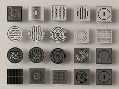Variety of Drain Covers With Different Patterns 3d model