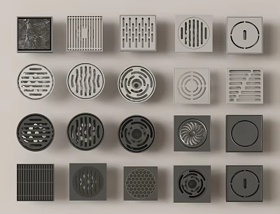 Variety of Drain Covers With Different Patterns 3d model