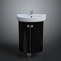 Modern Bathroom Sink Design With White Countertop Black Cabinet Heart Decorations