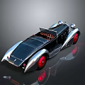 Vintage Convertible Car With Red Wheels Black Body And Open Top Design