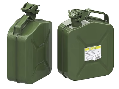 Industrial Equipment Green Square Shaped Fuel Storage Cans With Secure Lids And Safety Labels 3d model