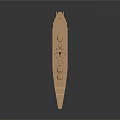 Golden Warship 3D Model With Detailed Deck And Metallic Reflective Surface
