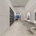 Modern Hair Salon Interior With Mirrors Salon Chairs And Marble Countertops