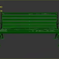 Green Outdoor Bench With Metal Frame Wooden Slats And Armrests
