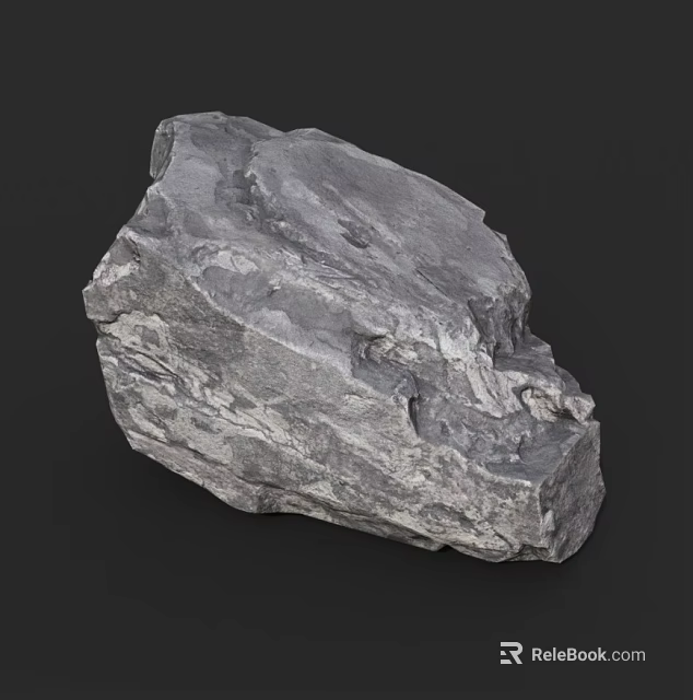 Natural Gray Rock With Rough Surface And Detailed Texture In Outdoor Setting 3d model 