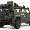 Green Military Vehicles With Spare Tire And Weapon Mounts