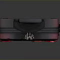 Red Striped Suitcase With Telescopic Handle And Rolling Wheels For Travel