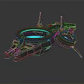 Futuristic Sci Fi Spaceship Design With Blue Lights And Metallic Circular Structure 3d model