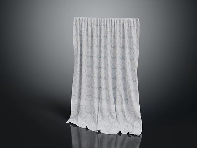 White Curtain with Light Blue Subtle Patterns for Modern Home Decor 3d model
