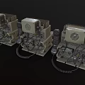 Three Vintage Telephones Retro Wired Design With Rotary Dial And Coiled Cables