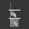 Modern Multi Level Architectural Model With Wooden Staircase And Glass Railings