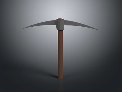 Pickaxe With Metal Head And Wooden Handle For Mining Or Construction 3d model