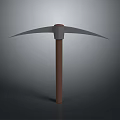Pickaxe With Metal Head And Wooden Handle For Mining Or Construction