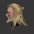 Man With Blonde Long Hair And Beard 3D Model Head With Realistic Facial Details