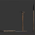 Various Metal Hand Tools Set With Hammer Shovel And Pry Bar