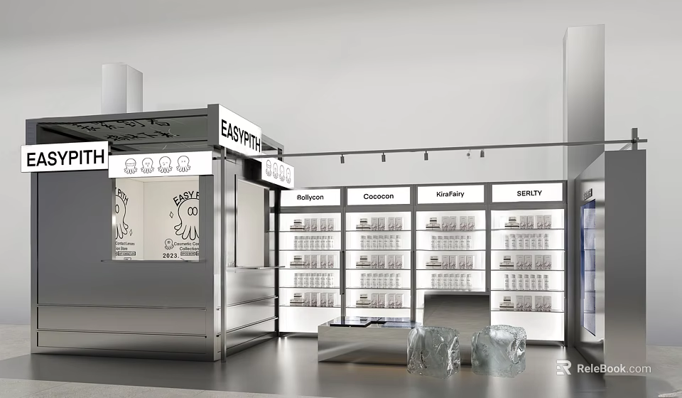 Modern Beauty Hair Salon Interior With Product Display Shelves And Organized Setup 3d model 