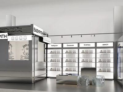 Modern Beauty Hair Salon Interior With Product Display Shelves And Organized Setup 3d model