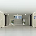 Modern Front Desk Reception at Hebei Open University with White Wall and Logo