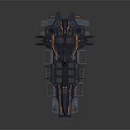 Sci Fi Spaceship With Blue Gray Exterior Orange Stripes And Complex Mechanical Structure 3d model