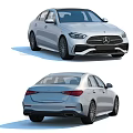 Mercedes-Benz Silver Sedan Exterior With Modern Styling Front And Rear Views