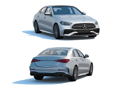 Mercedes-Benz Silver Sedan Exterior With Modern Styling Front And Rear Views 3d model