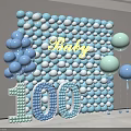 Baby 100 Days Celebration Balloon Wall With Blue White Decorations