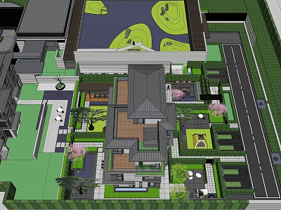 Classic Chinese Garden Landscape Design With Pond Pavilion Stone Paths And Greenery 3d model