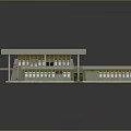 Modern Building Architectural Model With Flat Roof Glass Windows And Concrete Support Structures