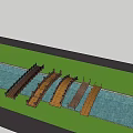 Scenic Wooden Landscape Bridge Over Water With Green Grass And Willow Trees