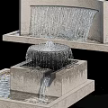 Garden Ornament Stone Fountain With Square Base Cascading Water And Circular Top Design