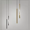 Modern Slim Elongated Chandeliers With Gold And Black Metallic Design For Interior Spaces