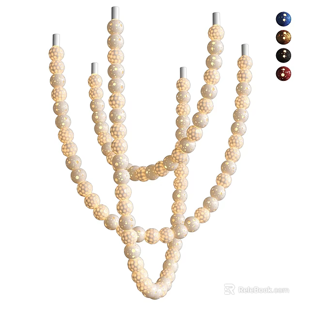 Modern Beaded Chandelier With Cream Colored Hanging Strands For Home Decor 3d model 