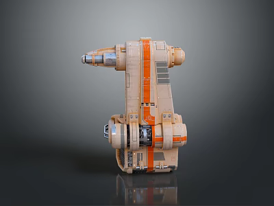 Mechanical Device Design With Beige And Orange Color Scheme Tubular Structure And Circular Details 3d model