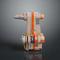 Mechanical Device Design With Beige And Orange Color Scheme Tubular Structure And Circular Details