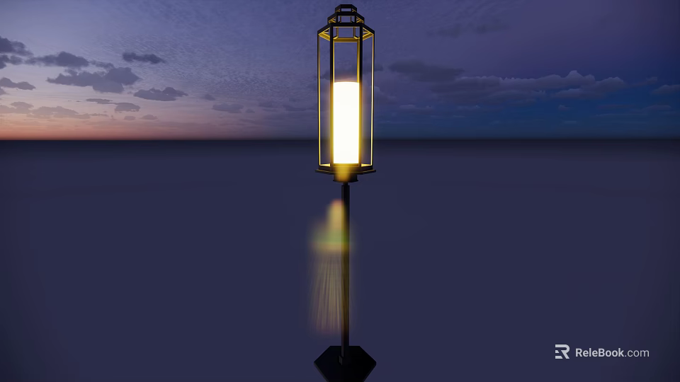 Outdoor Lantern Light Classic Design Illuminated in Garden Yard Evening Sky 3d model 