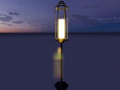 Outdoor Lantern Light Classic Design Illuminated in Garden Yard Evening Sky 3d model